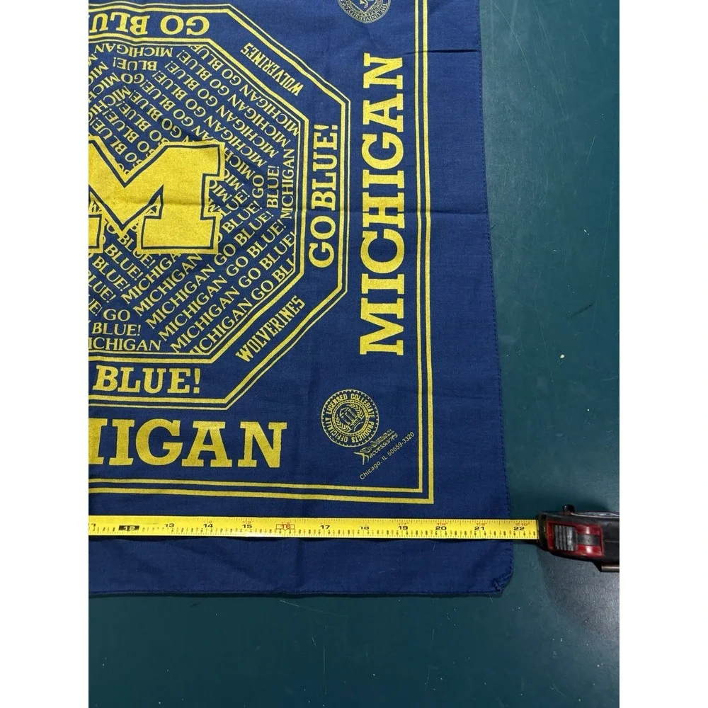 Vintage University Of Michigan Bandana 22x21 Wolverines Blue Yellow 80s 90s